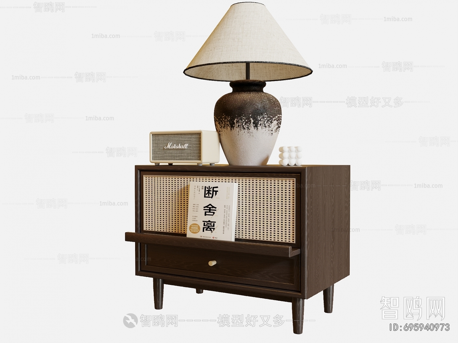 Wabi-sabi Style Bedside Cupboard