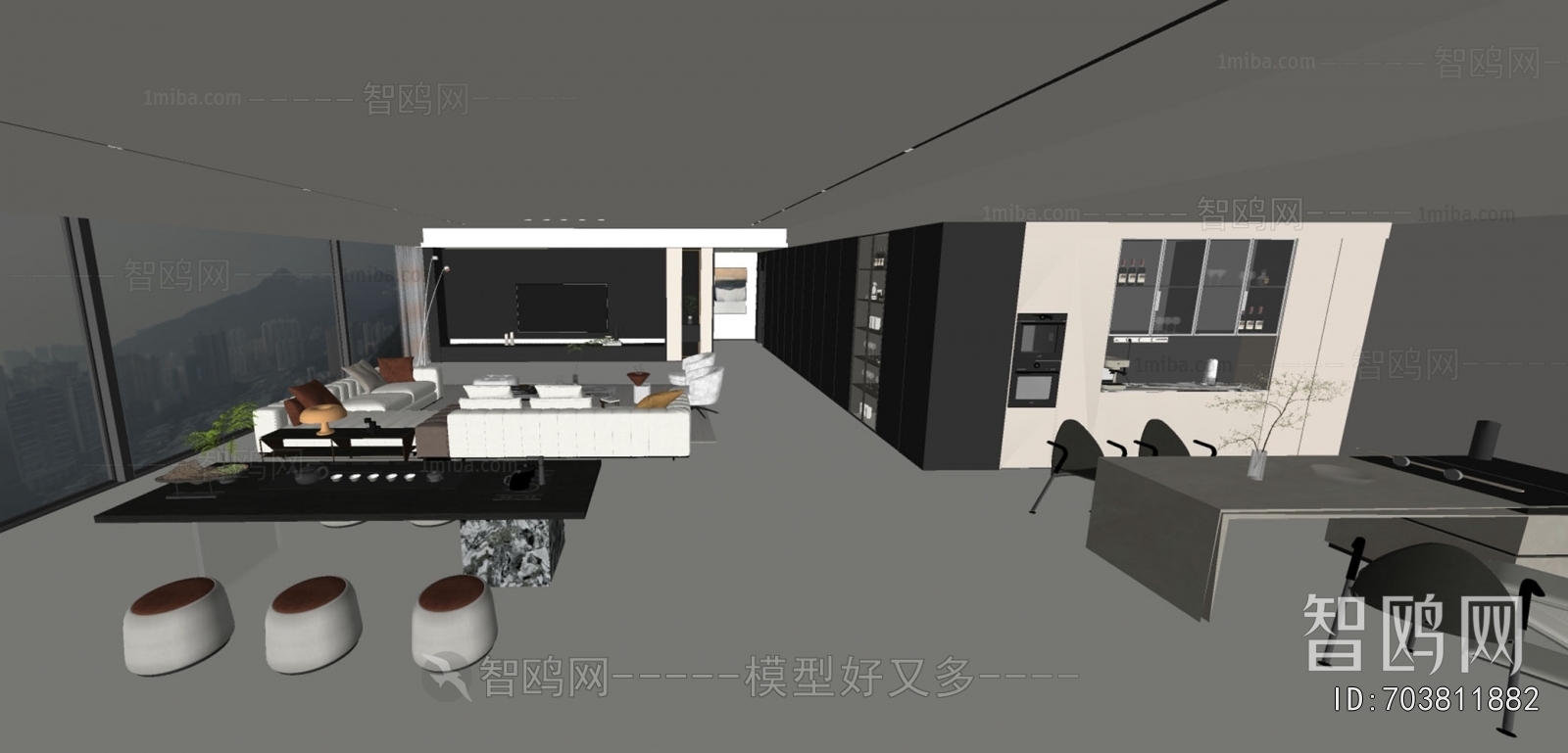 现代意式横厅客厅