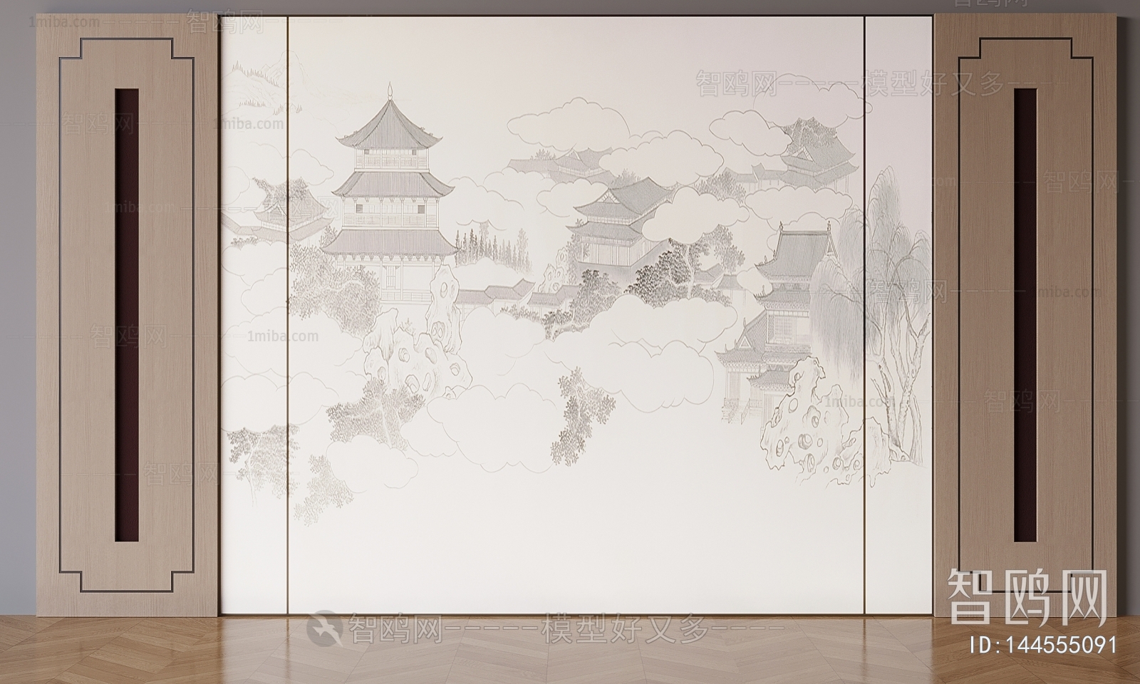 New Chinese Style TV Wall