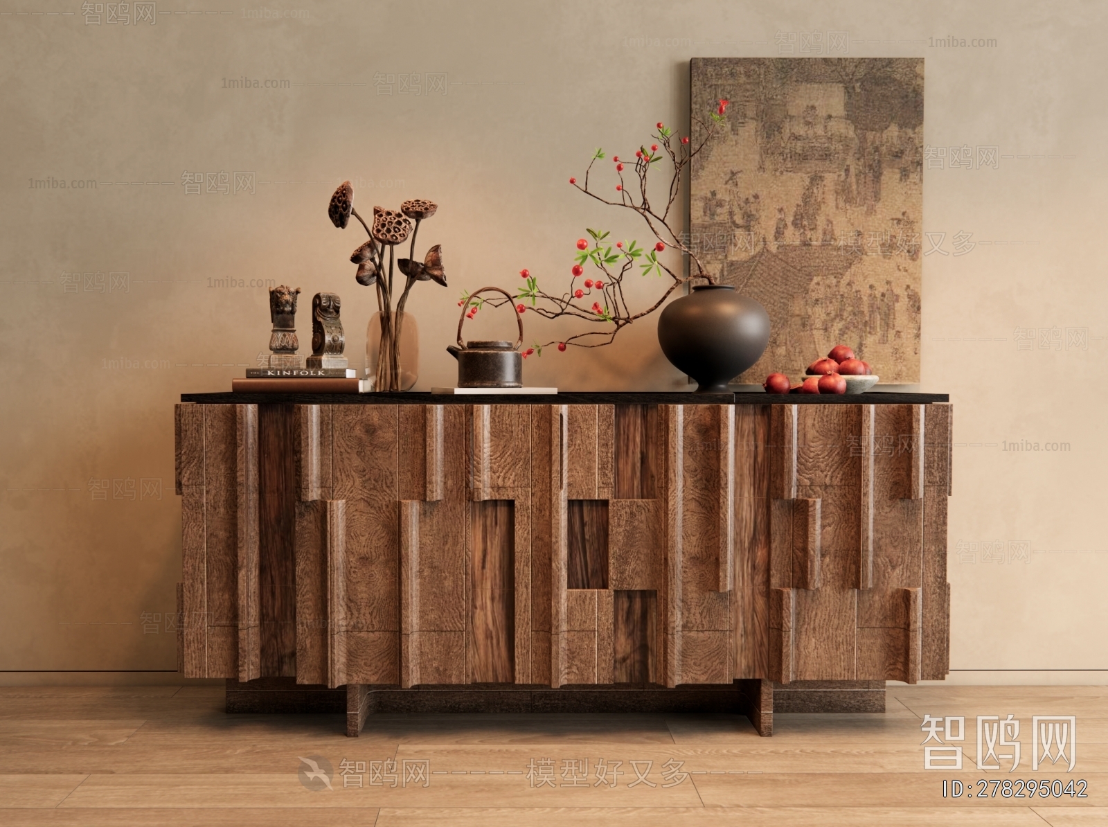 Wabi-sabi Style Side Cabinet