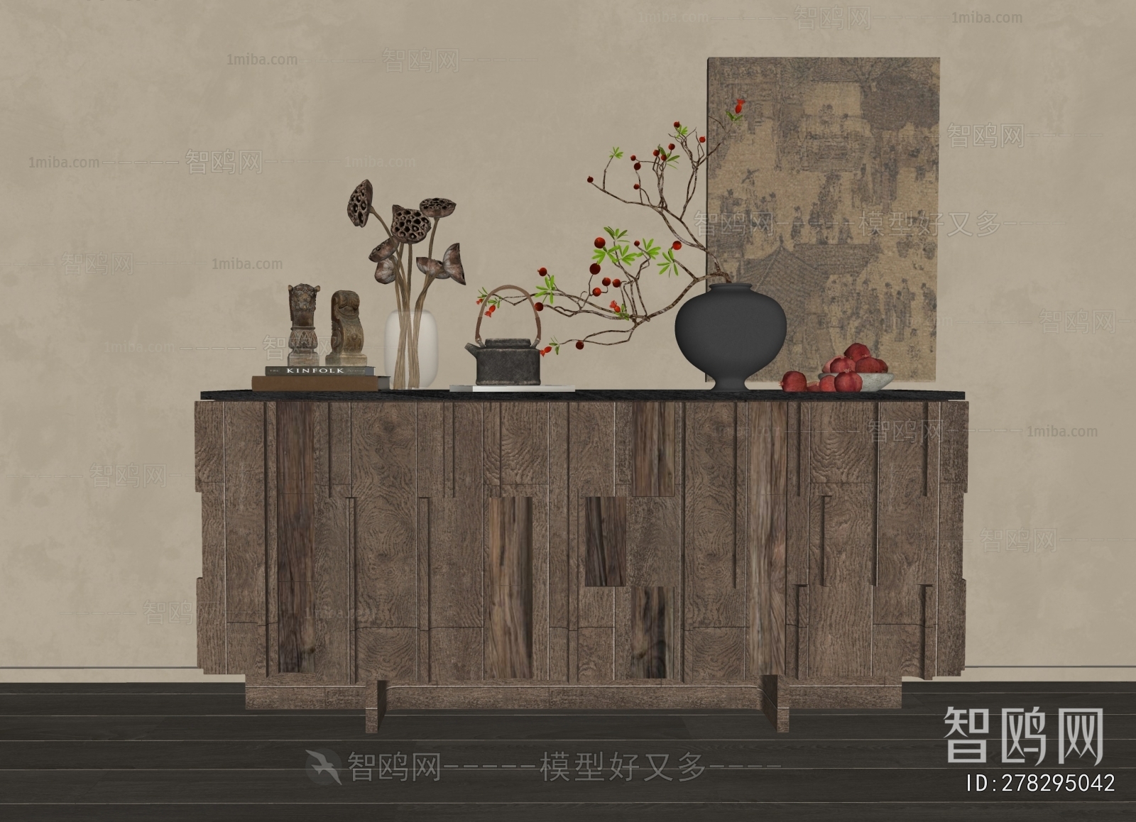 Wabi-sabi Style Side Cabinet