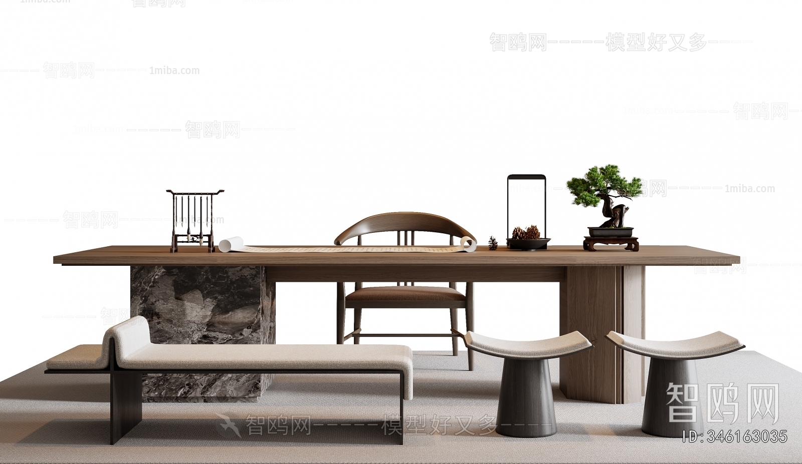 New Chinese Style Computer Desk And Chair