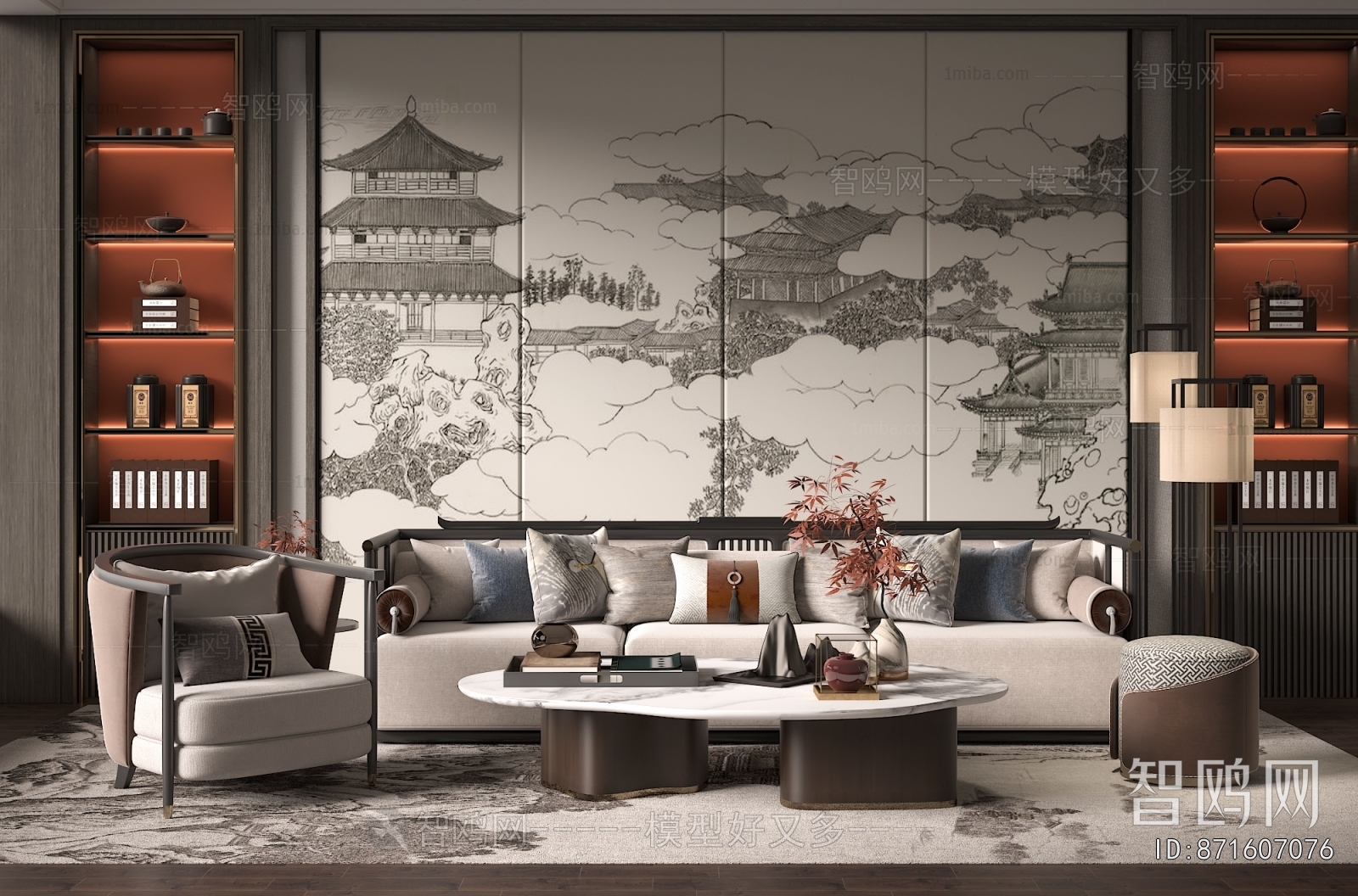 New Chinese Style Sofa Combination