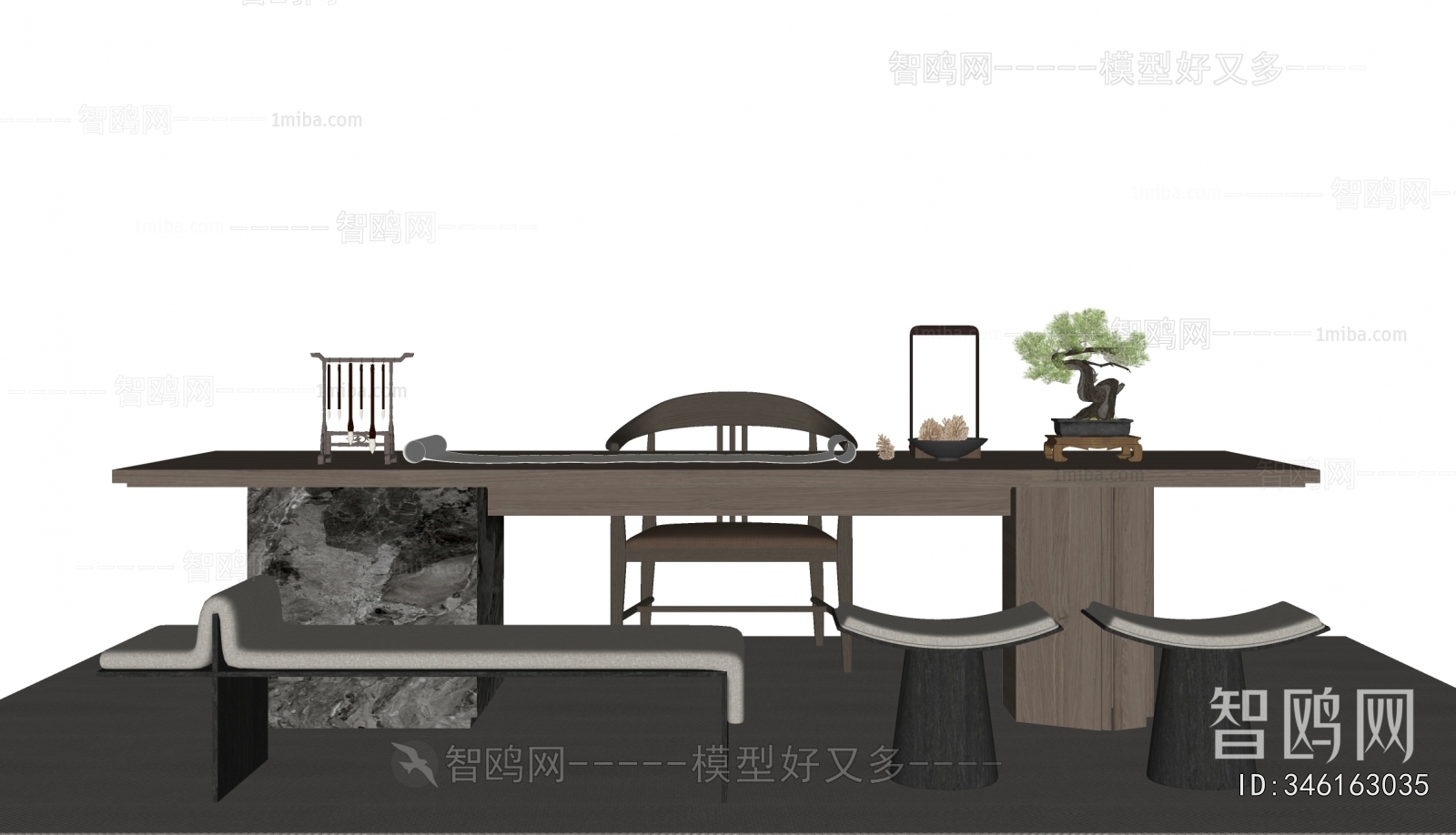 New Chinese Style Computer Desk And Chair