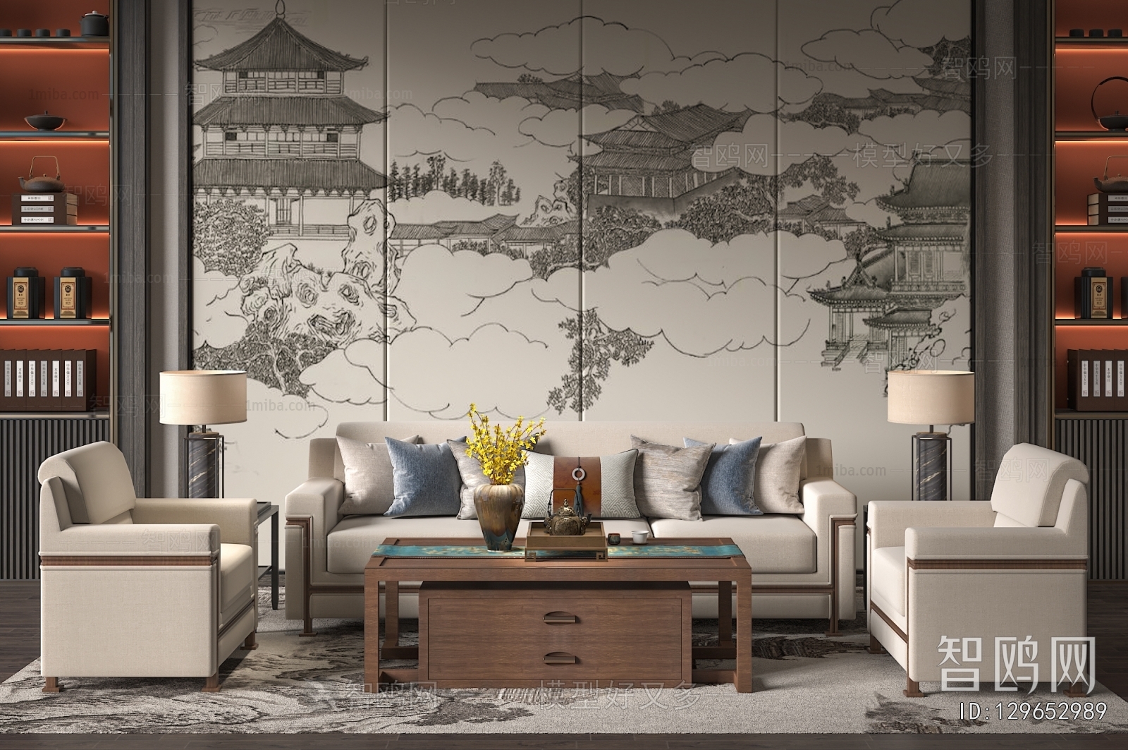 New Chinese Style Sofa Combination