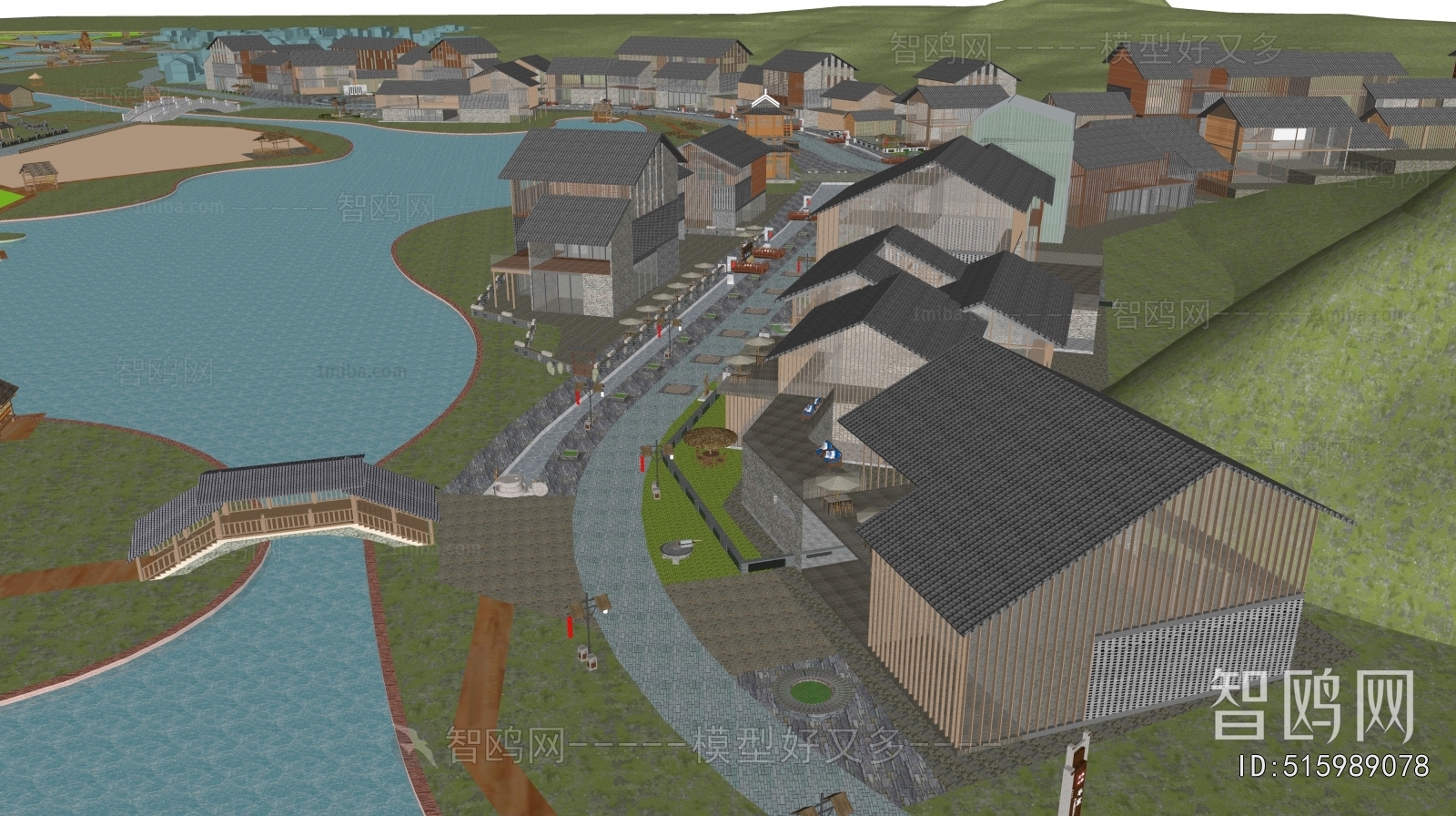 New Chinese Style Architectural Bird's-eye View Planning