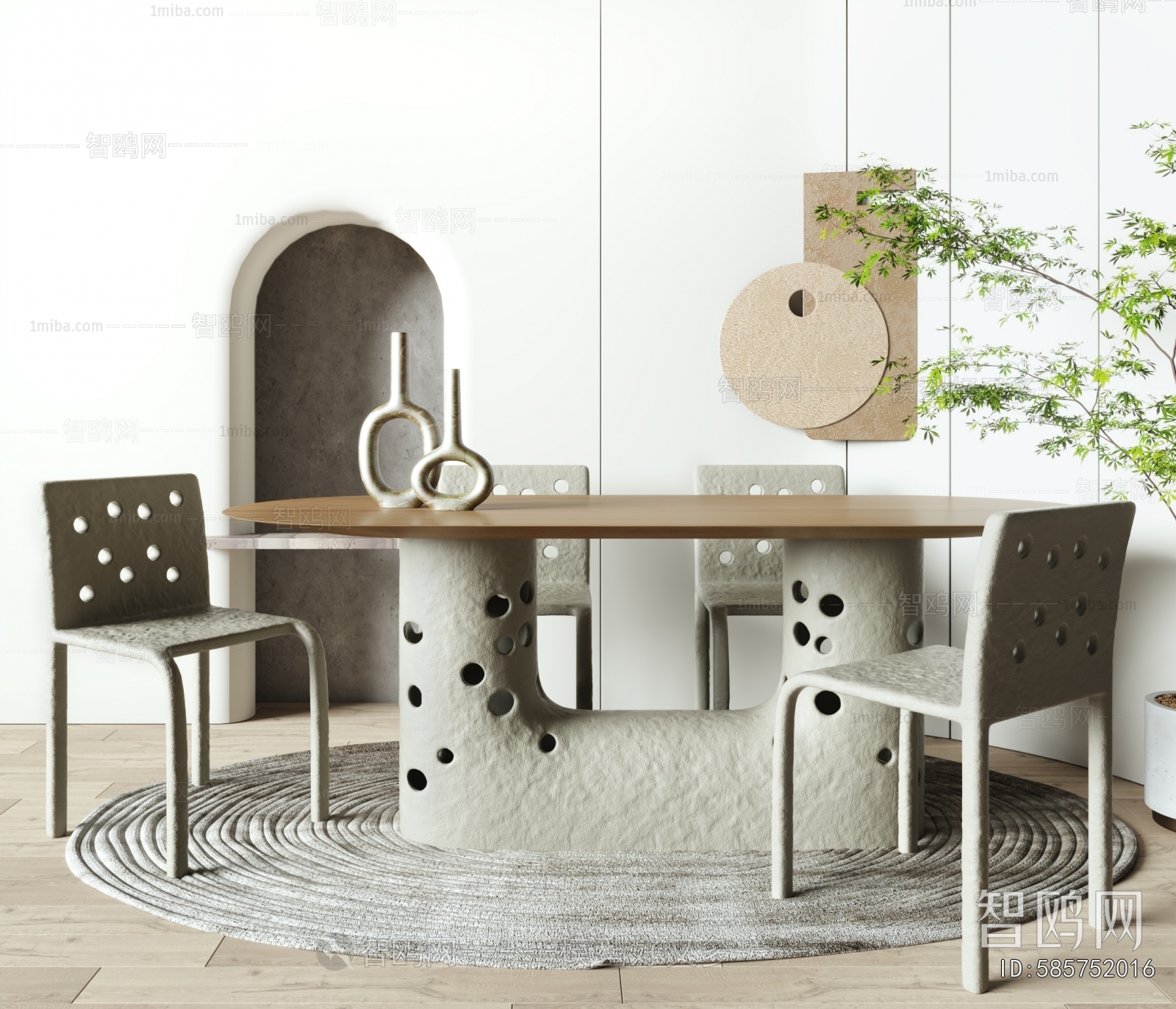 Wabi-sabi Style Dining Table And Chairs