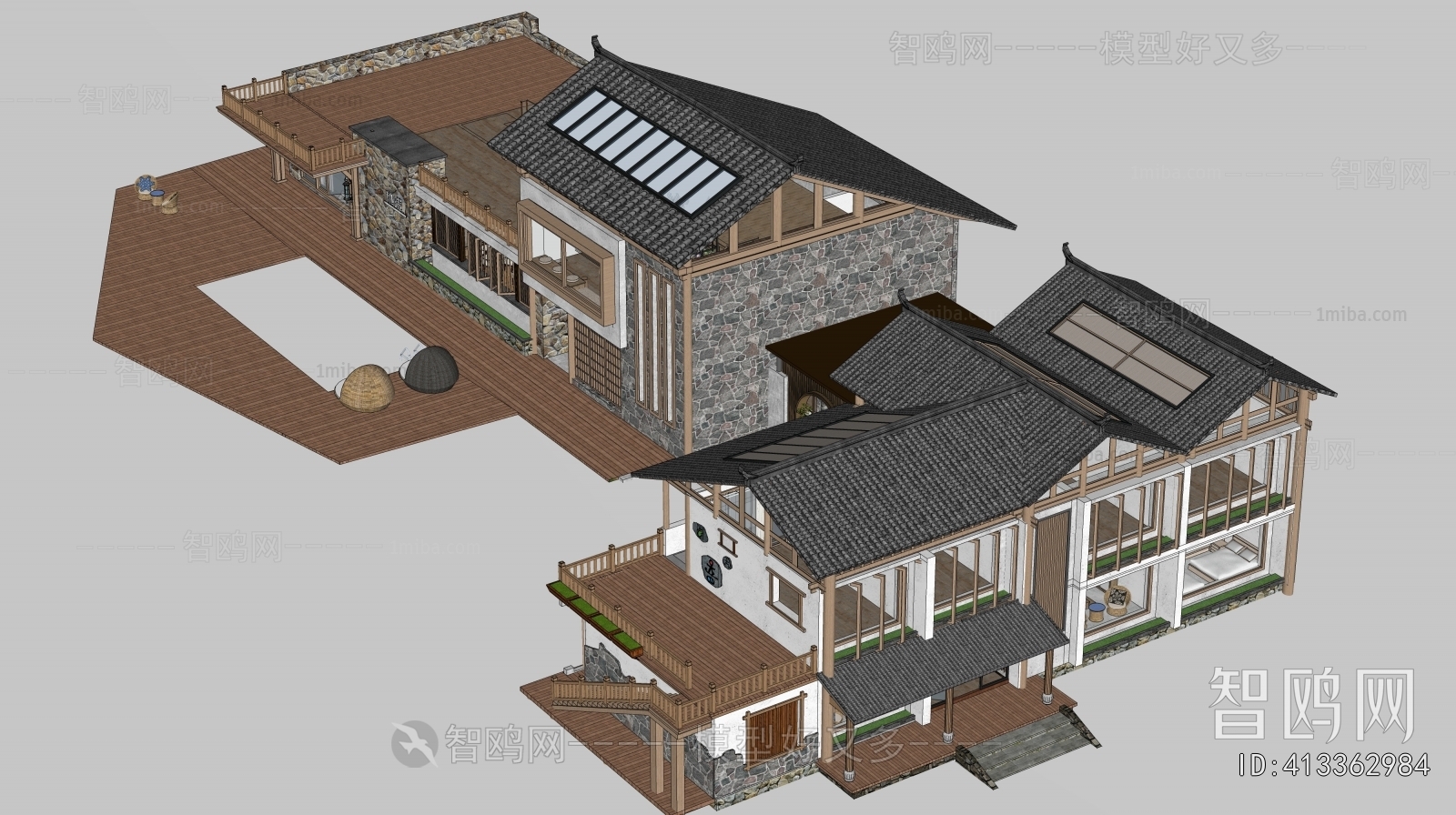 New Chinese Style Appearance Of Commercial Building