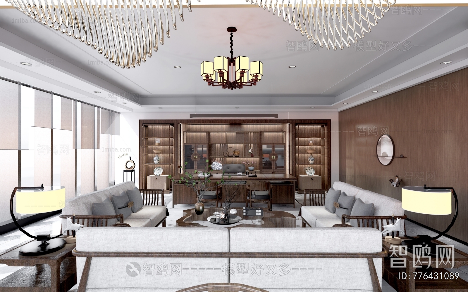 New Chinese Style Office Living Room