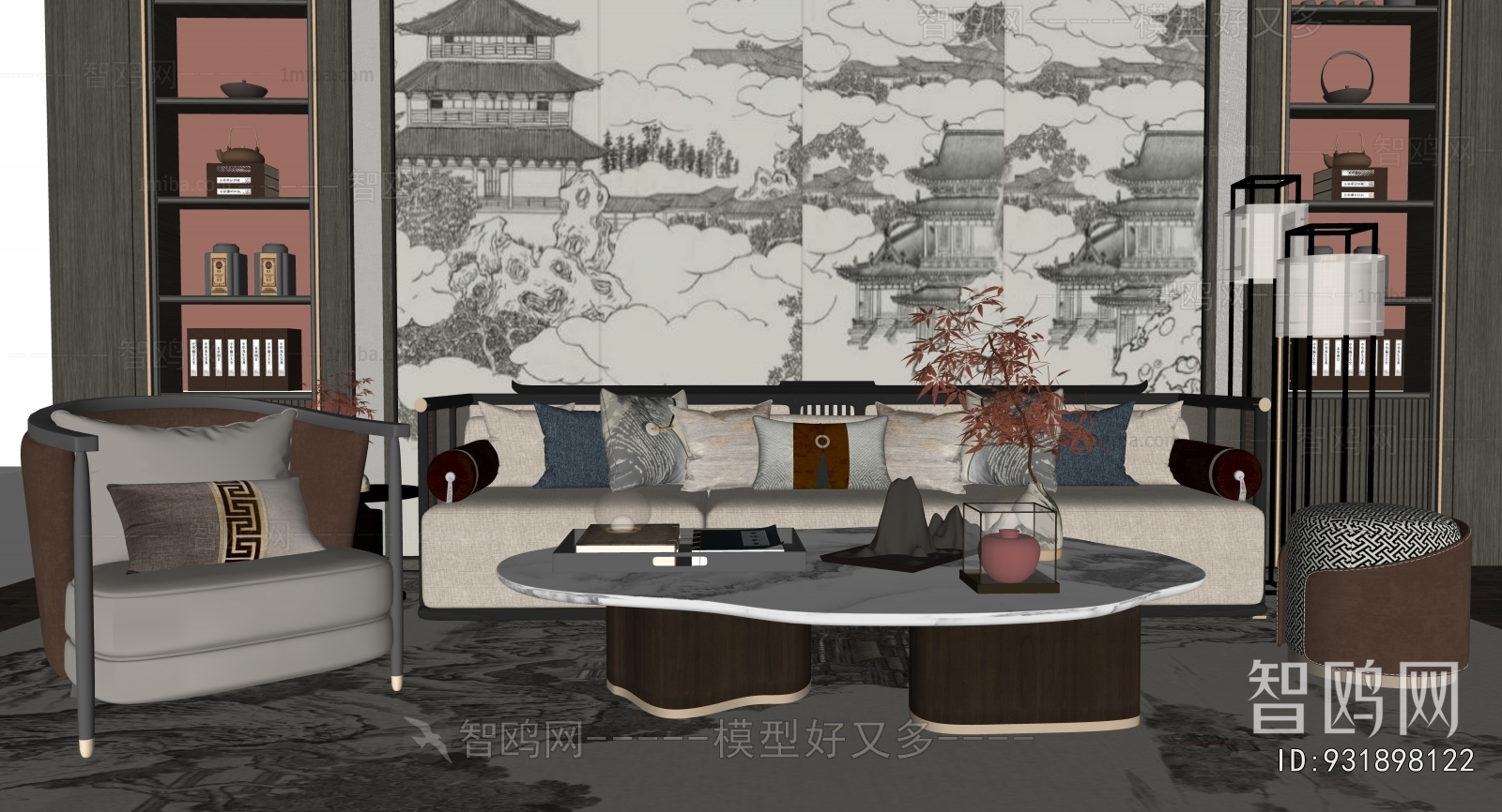 New Chinese Style Sofa Combination