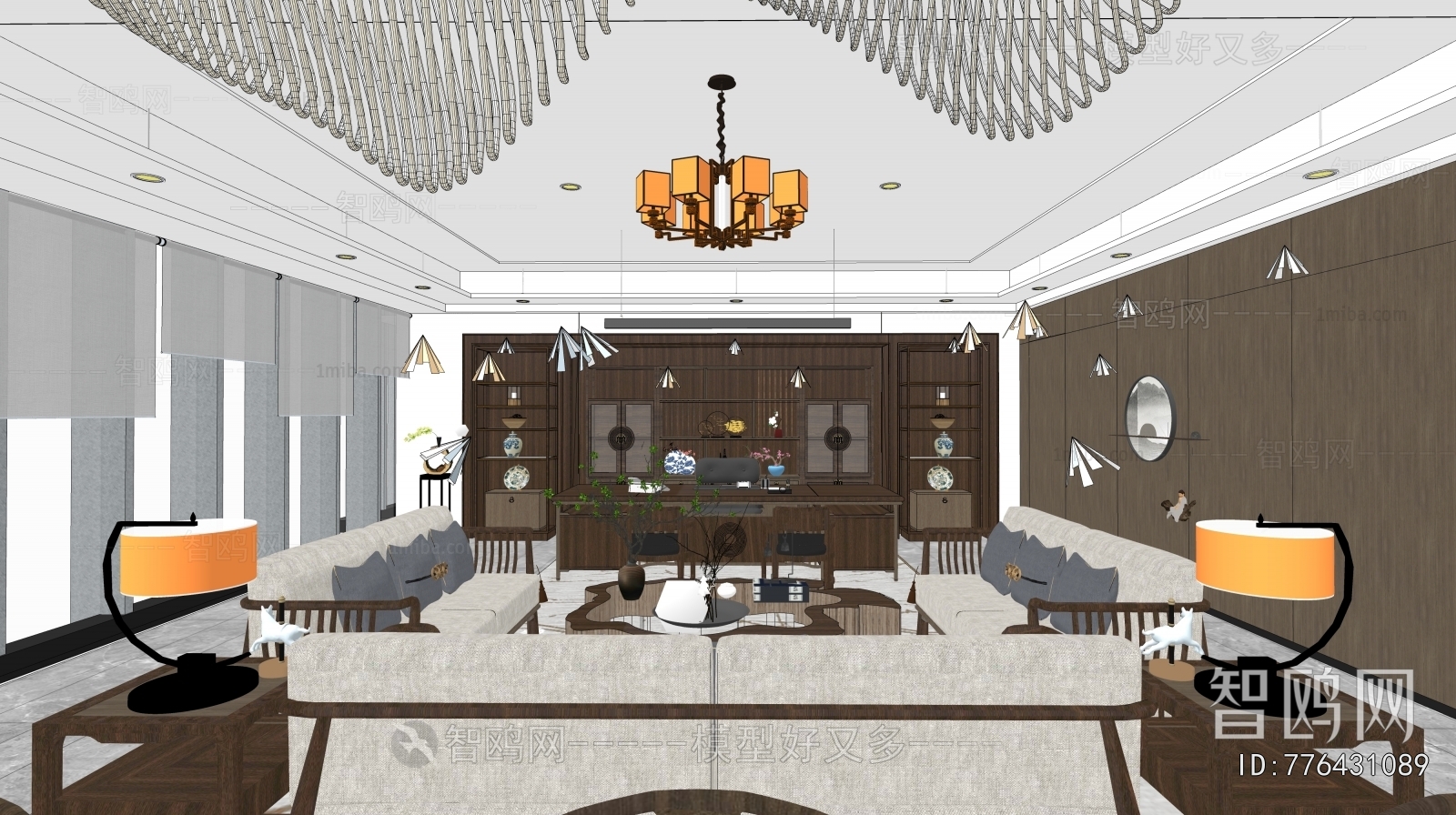 New Chinese Style Office Living Room