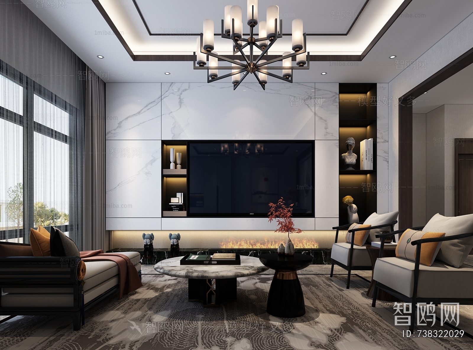 New Chinese Style A Living Room