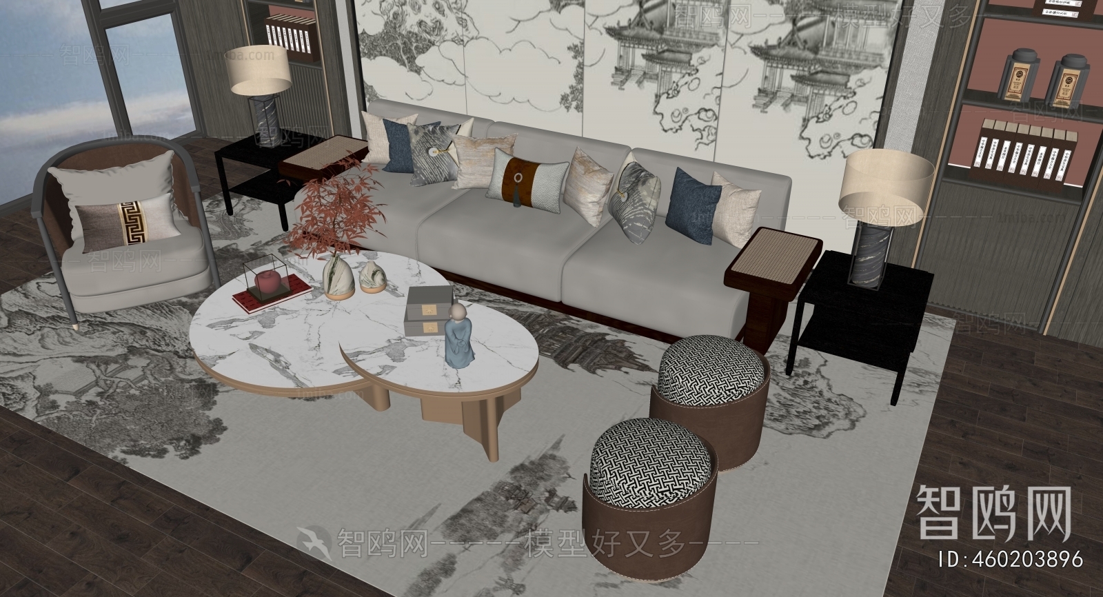 New Chinese Style Sofa Combination