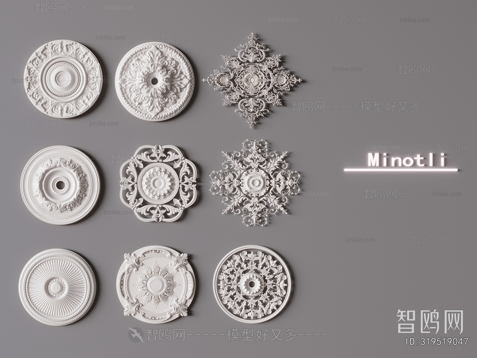 European Style Plaster Carved Top Plate