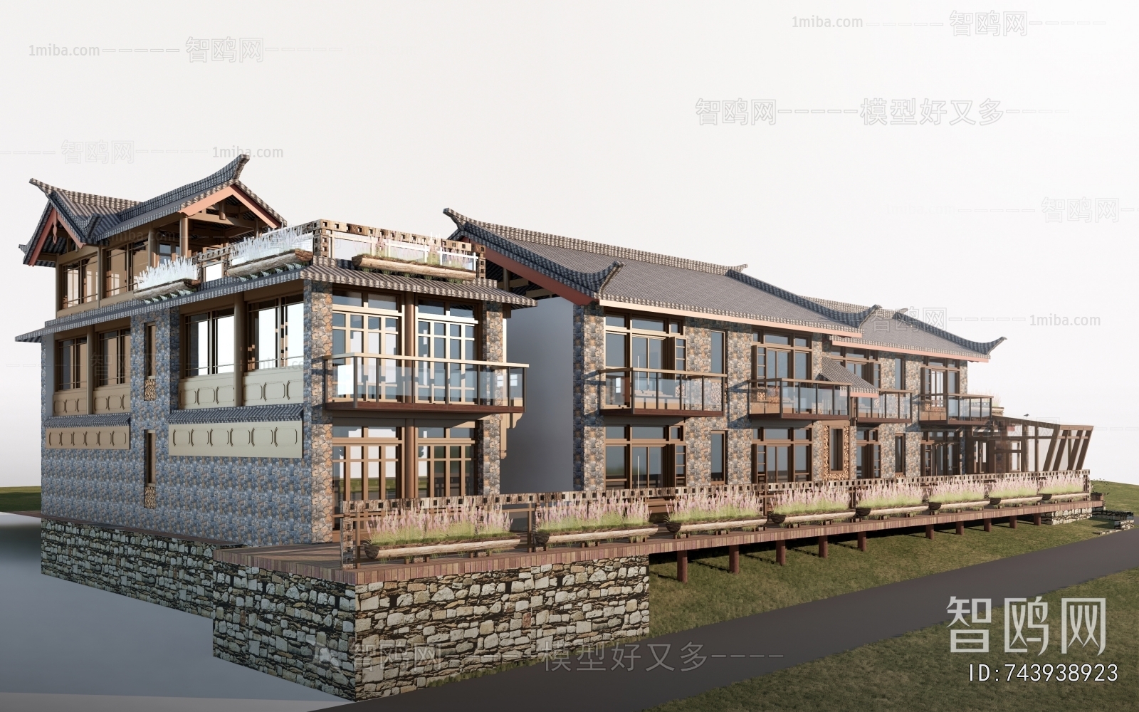 New Chinese Style Appearance Of Commercial Building