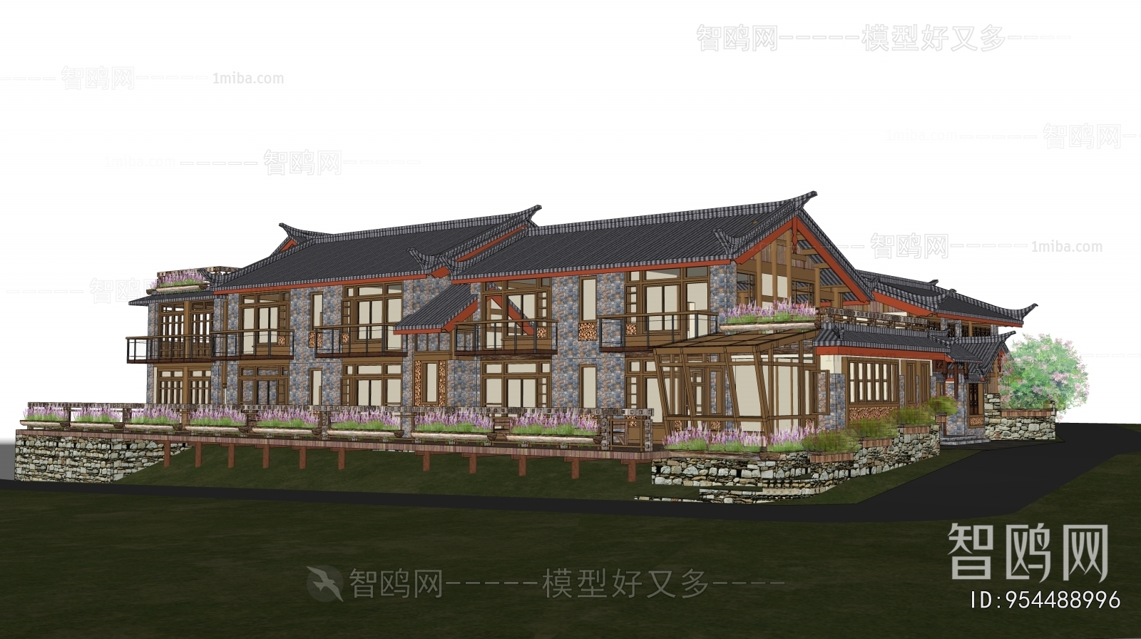 New Chinese Style Appearance Of Commercial Building