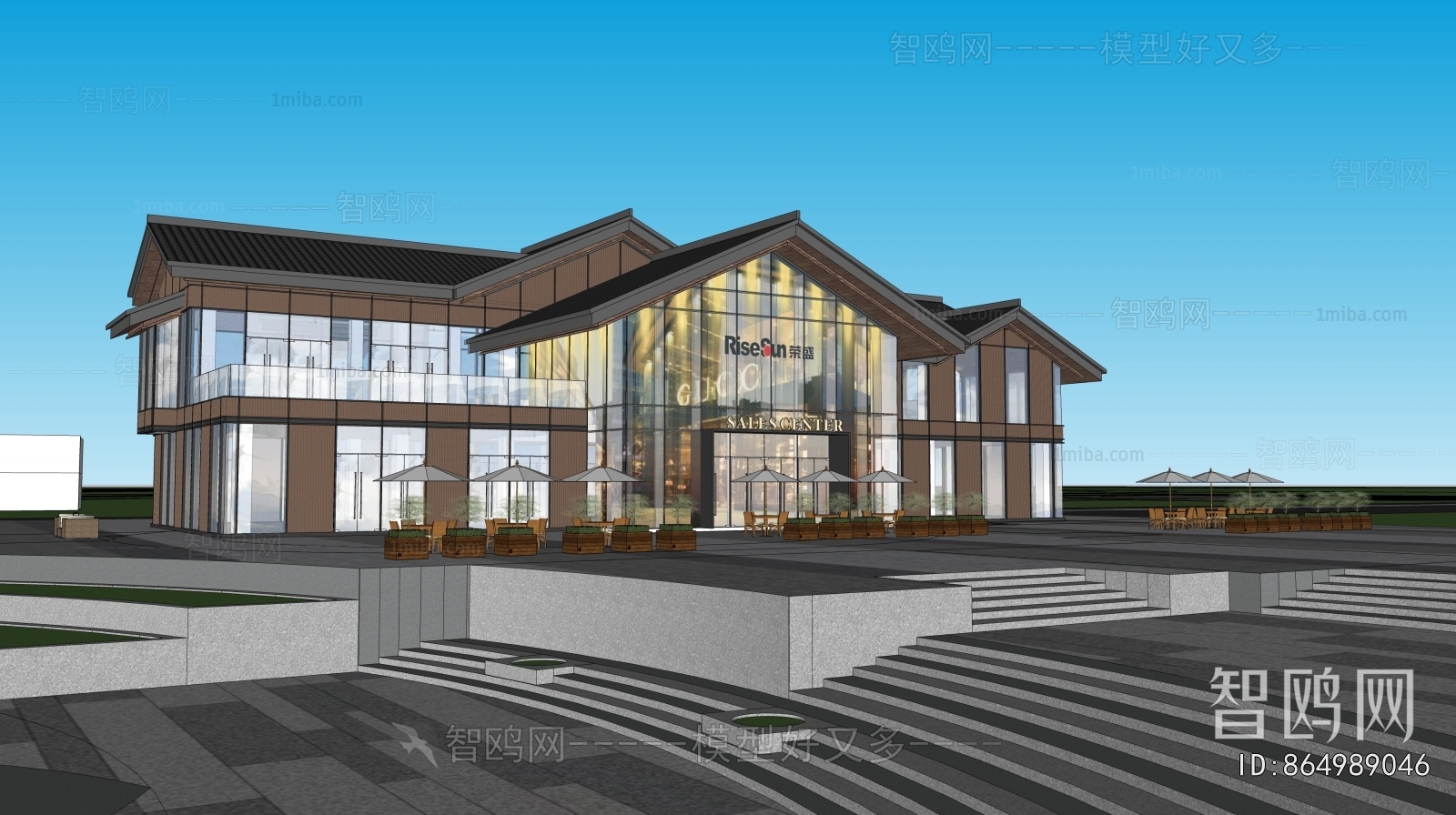 New Chinese Style Appearance Of Commercial Building