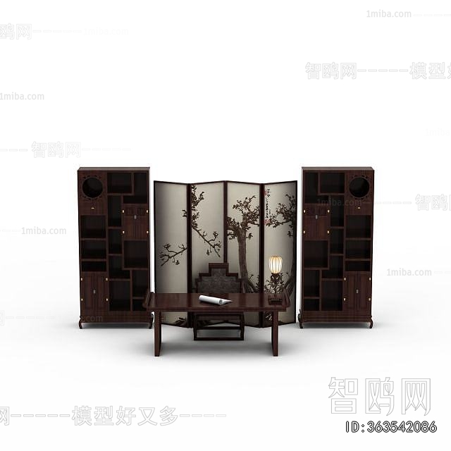 New Chinese Style Computer Desk And Chair