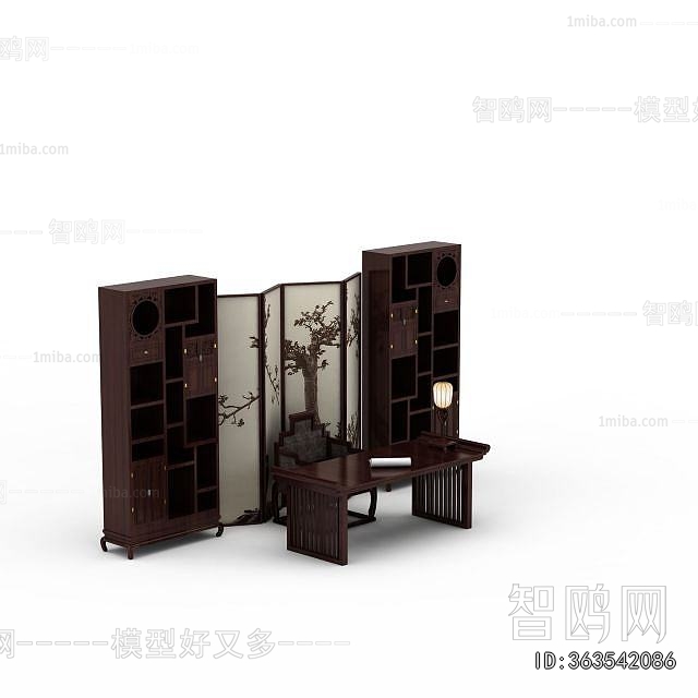 New Chinese Style Computer Desk And Chair
