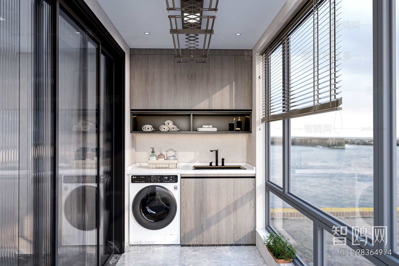 Modern Balcony Laundry Room