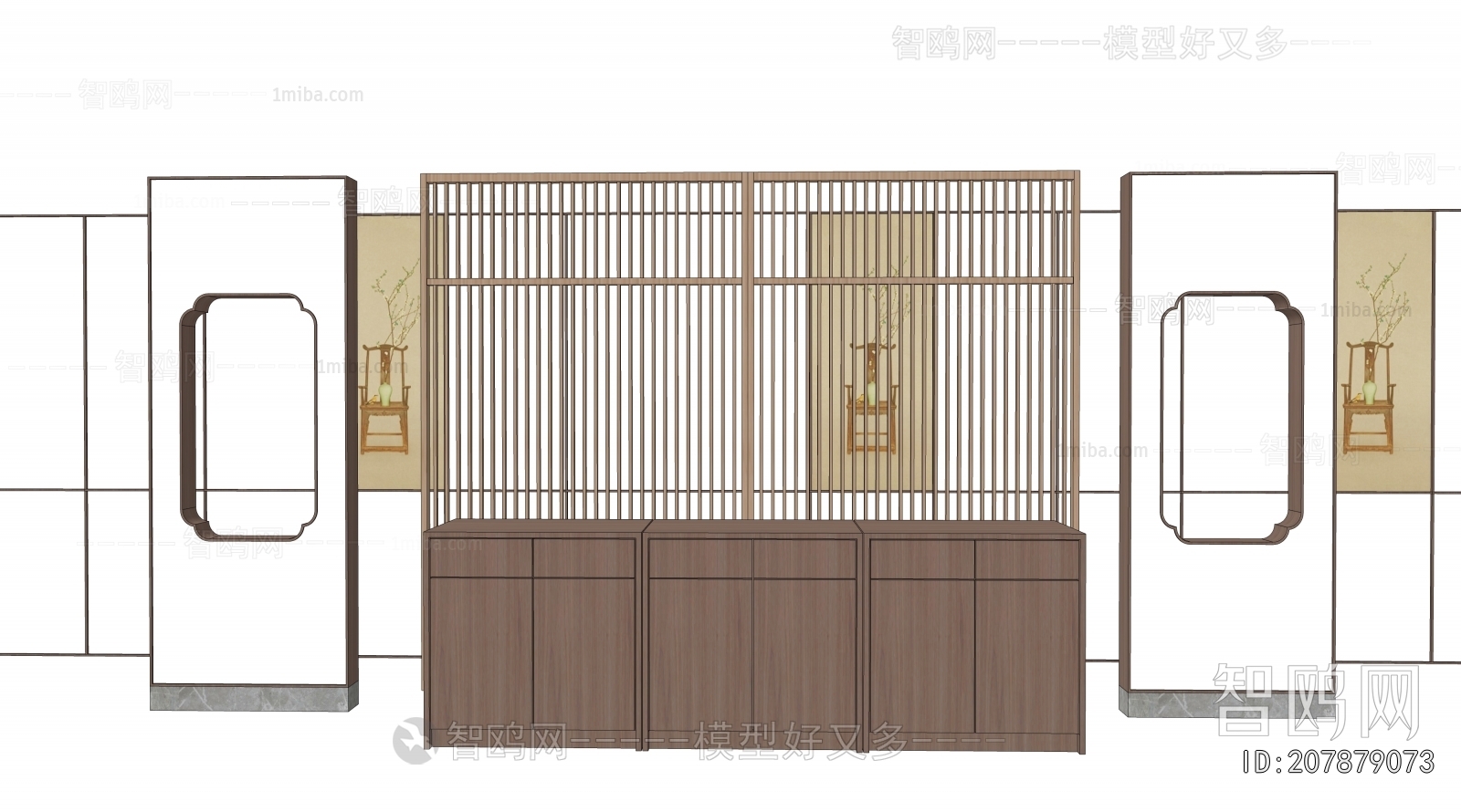 New Chinese Style Wooden Screen Partition
