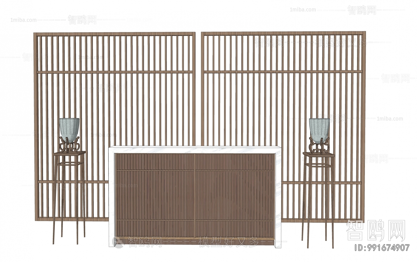 New Chinese Style Wooden Screen Partition