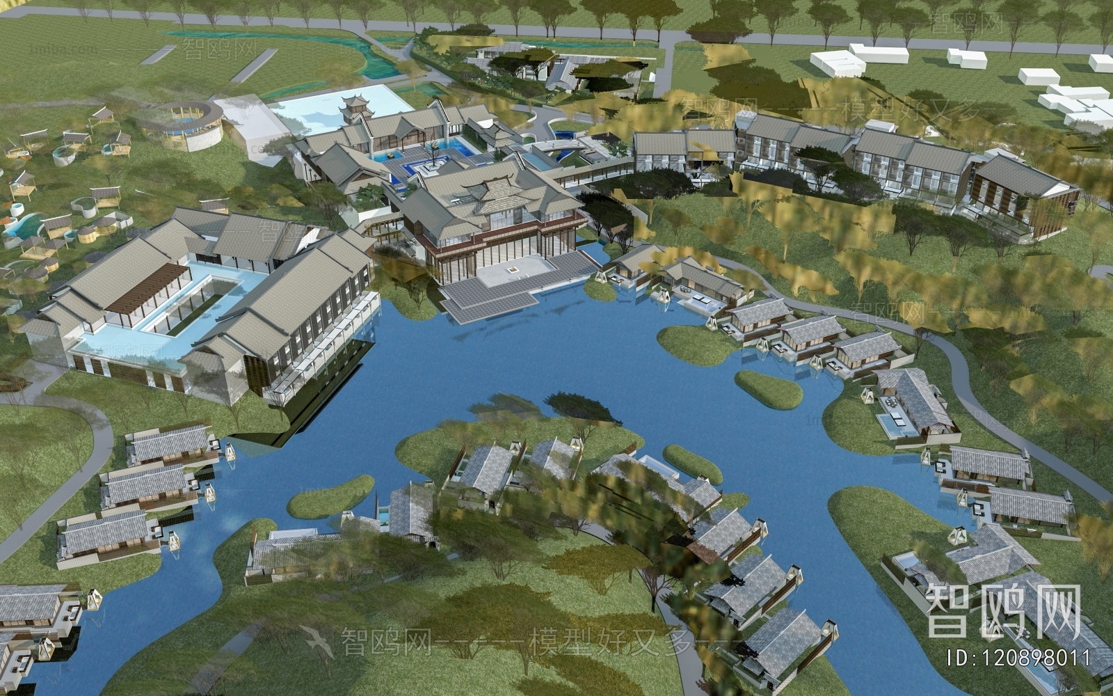 New Chinese Style Architectural Bird's-eye View Planning