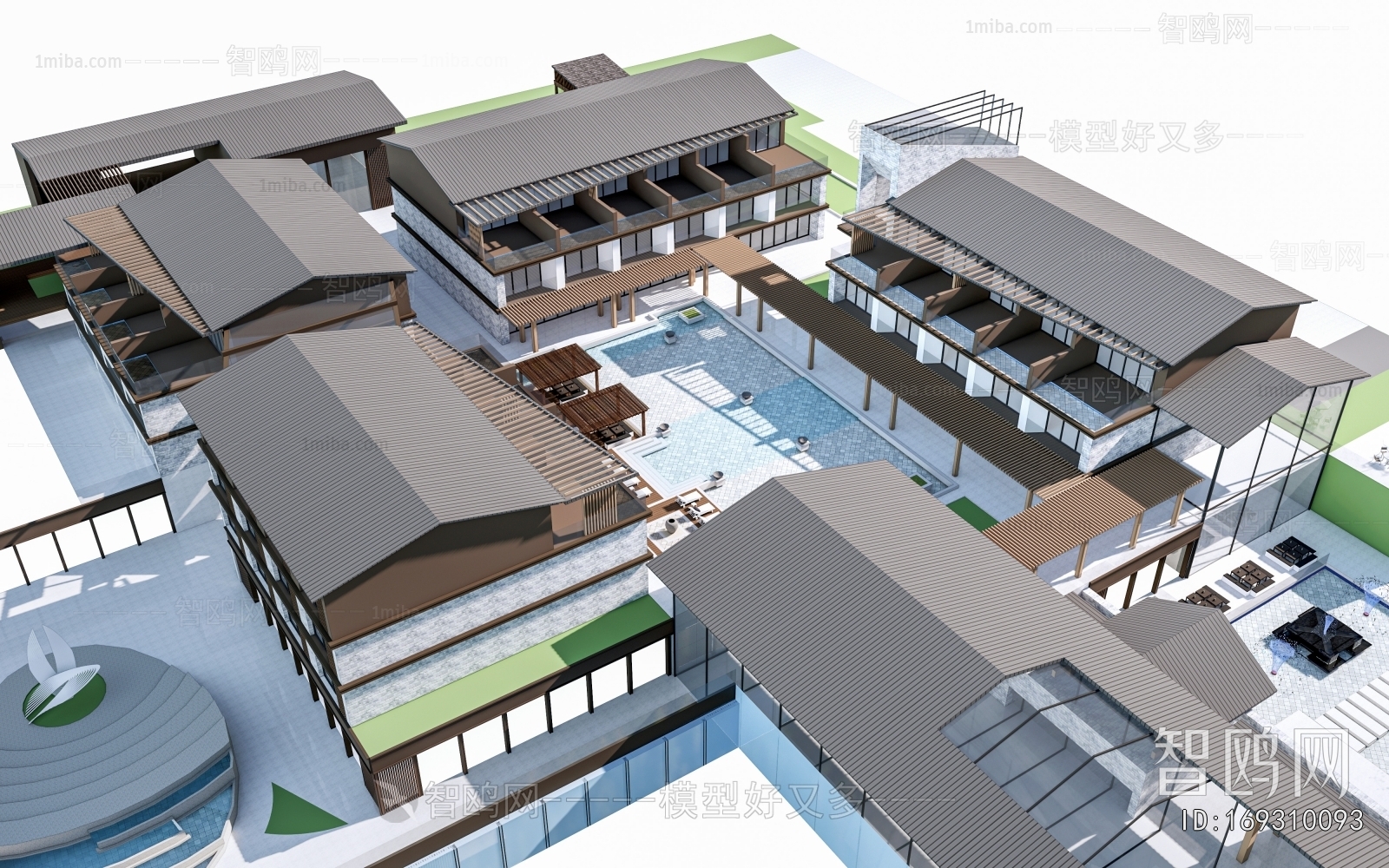 New Chinese Style Architectural Bird's-eye View Planning