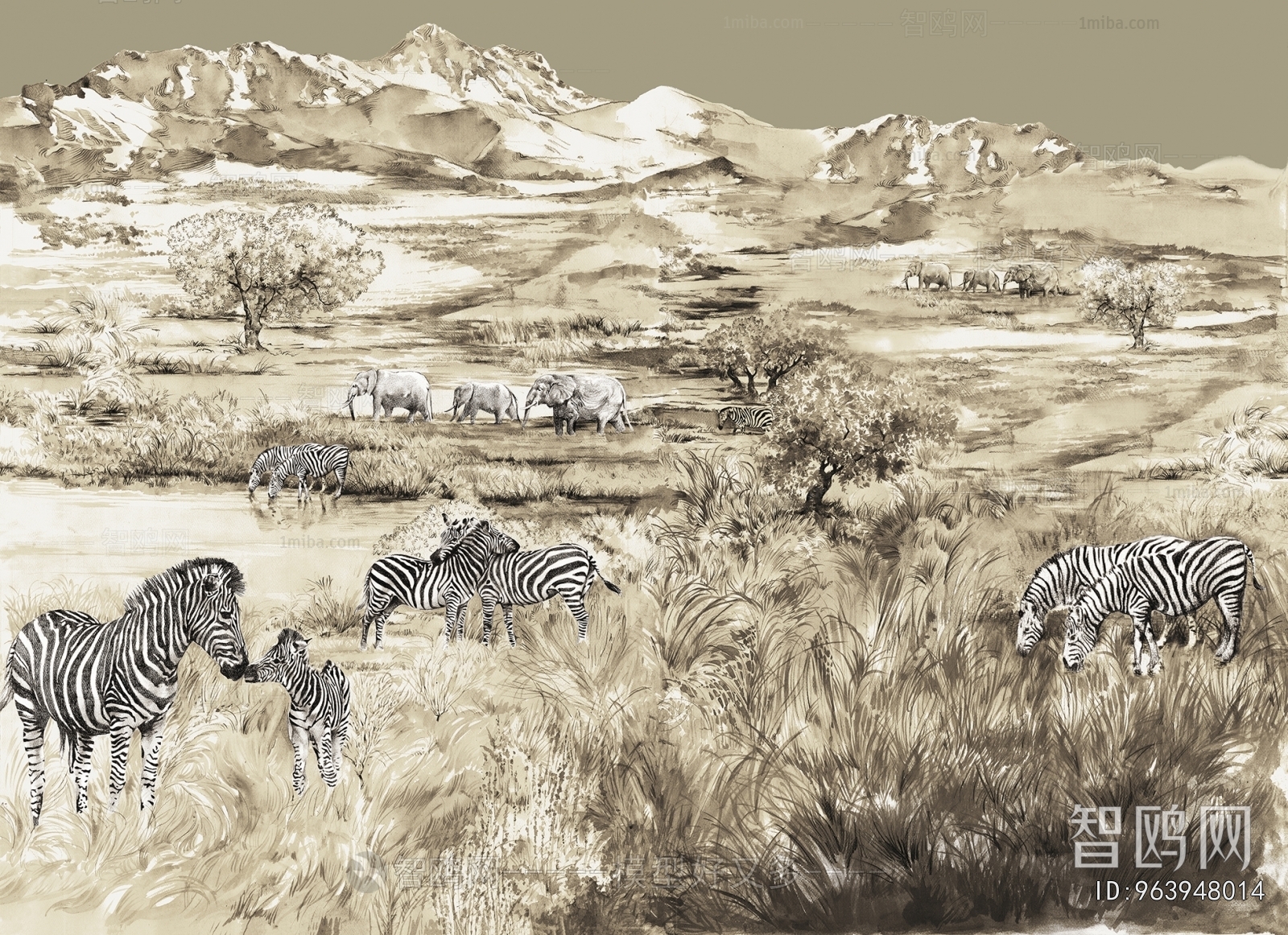 Animal And Plant Pattern Wallpaper