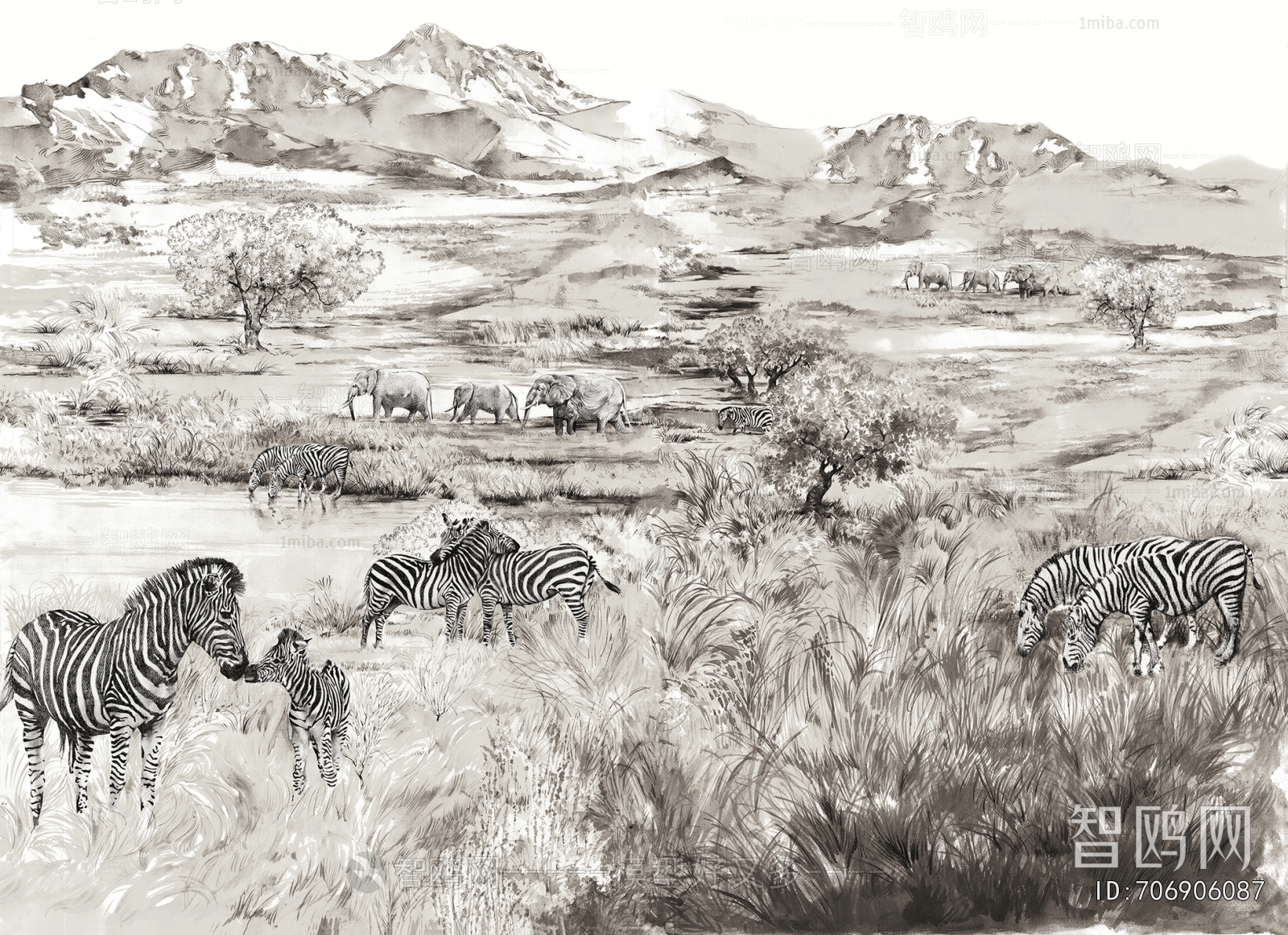 Animal And Plant Pattern Wallpaper