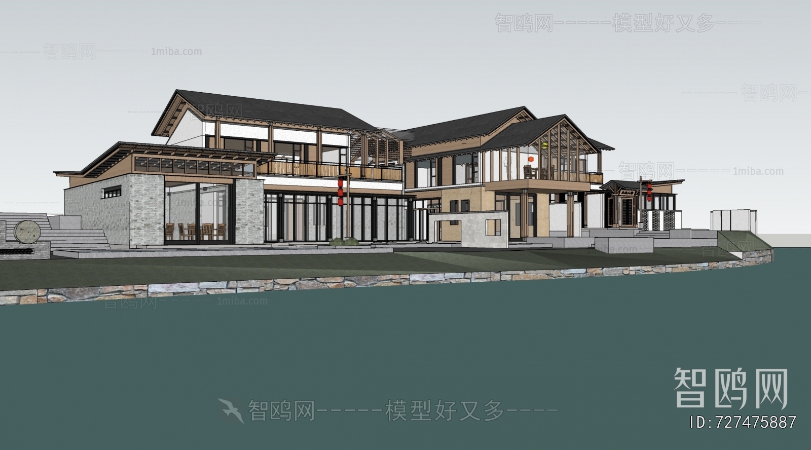 New Chinese Style Appearance Of Commercial Building