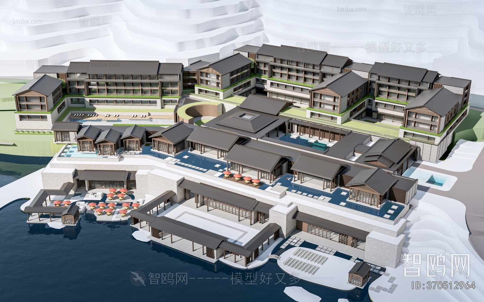 New Chinese Style Architectural Bird's-eye View Planning