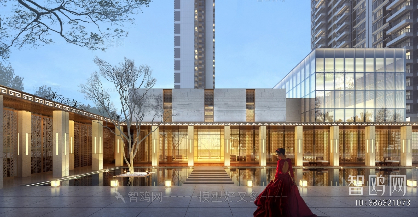 New Chinese Style Appearance Of Commercial Building