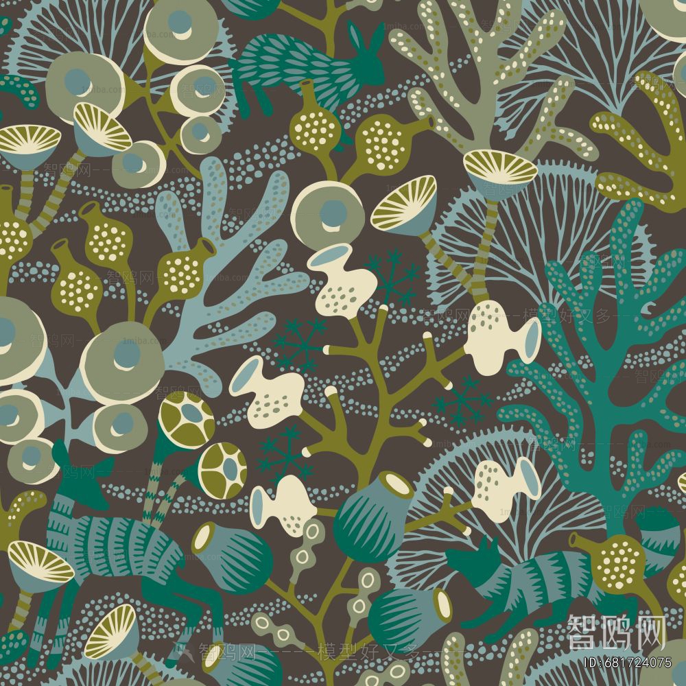 Animal And Plant Pattern Wallpaper