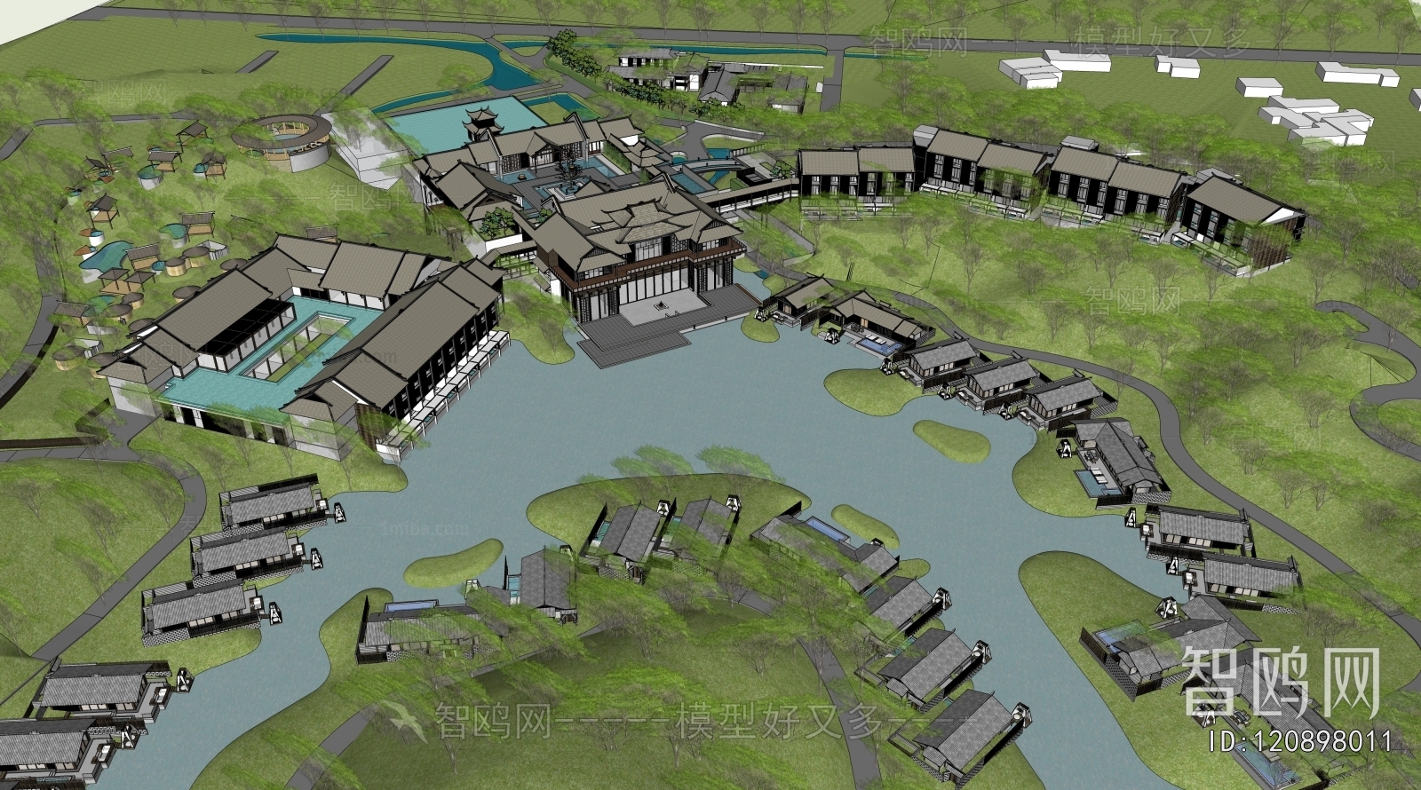 New Chinese Style Architectural Bird's-eye View Planning