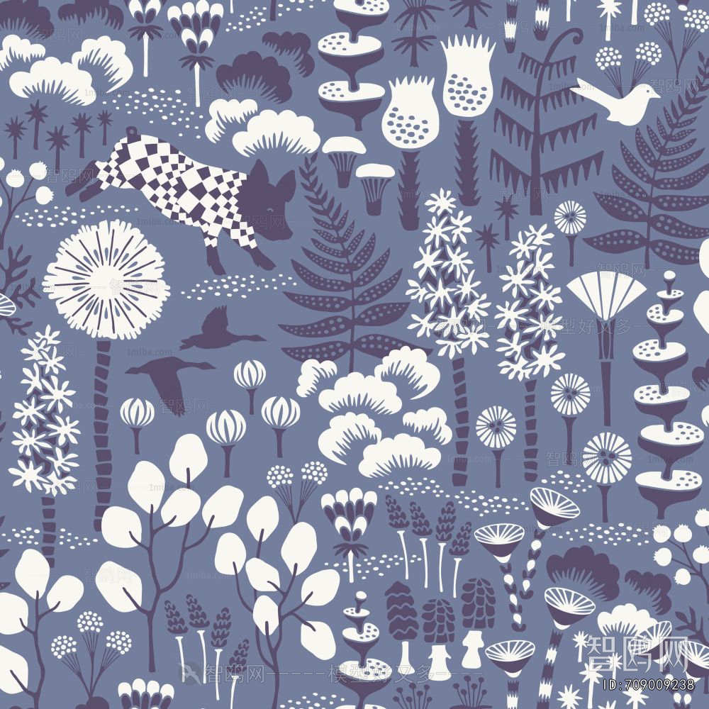 Animal And Plant Pattern Wallpaper