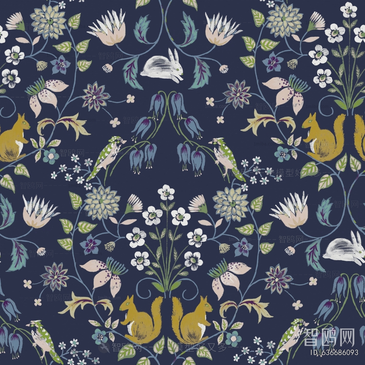 Animal And Plant Pattern Wallpaper