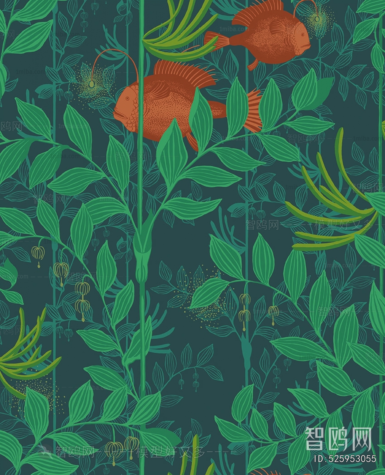 Animal And Plant Pattern Wallpaper