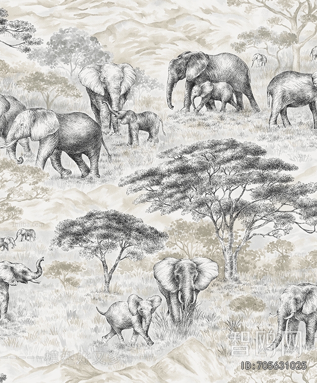 Animal And Plant Pattern Wallpaper