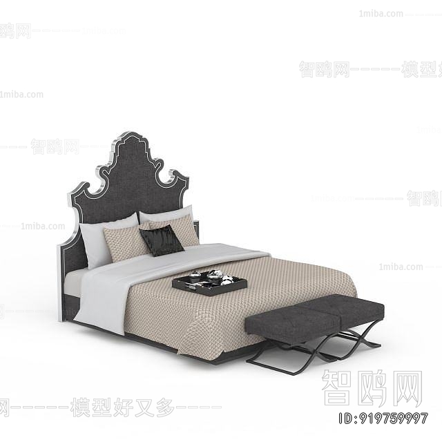 Simple European Style Double Bed