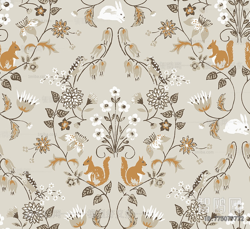 Animal And Plant Pattern Wallpaper