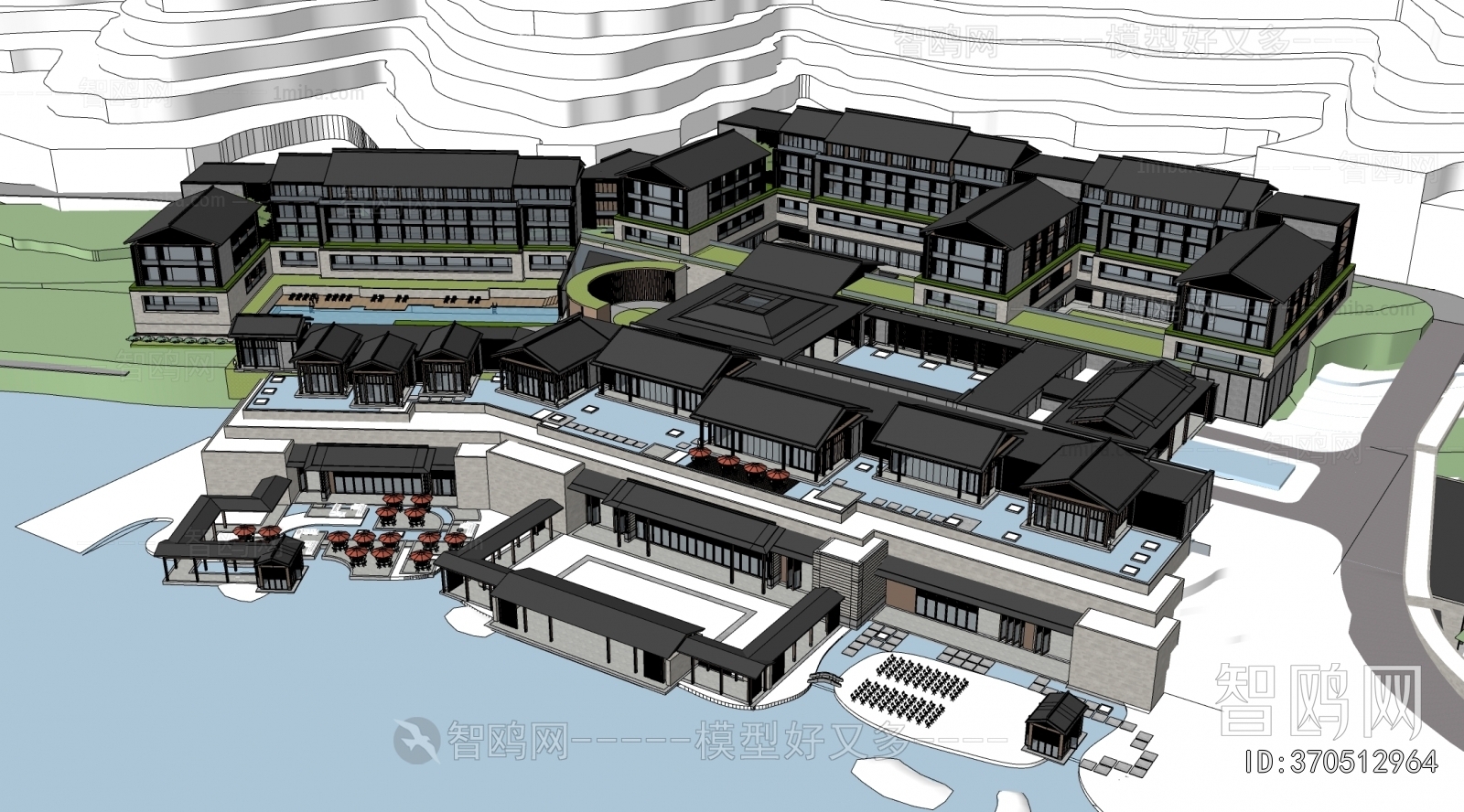 New Chinese Style Architectural Bird's-eye View Planning