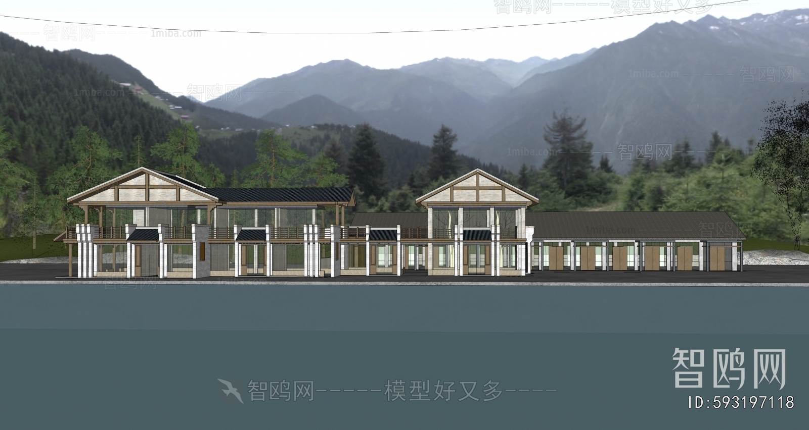 New Chinese Style Appearance Of Commercial Building