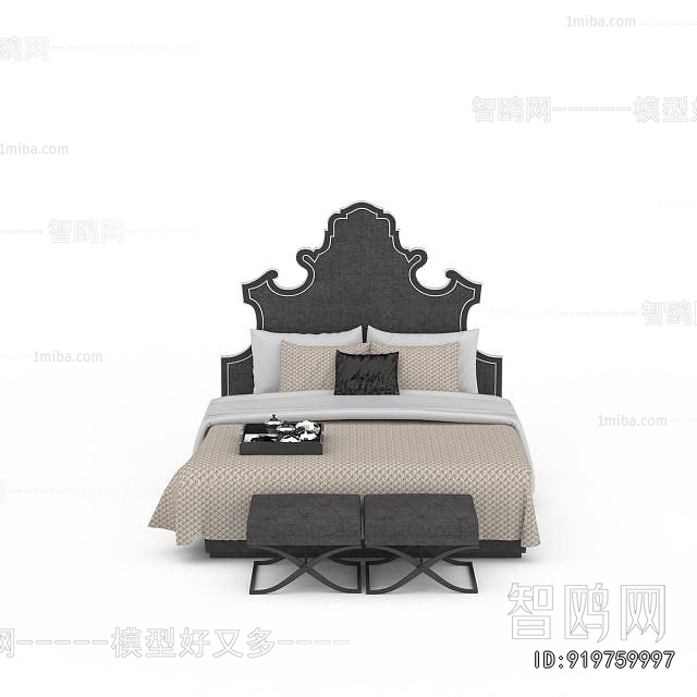 Simple European Style Double Bed