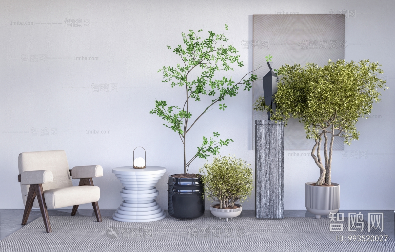 Modern Ground Green Plant Potted Plants