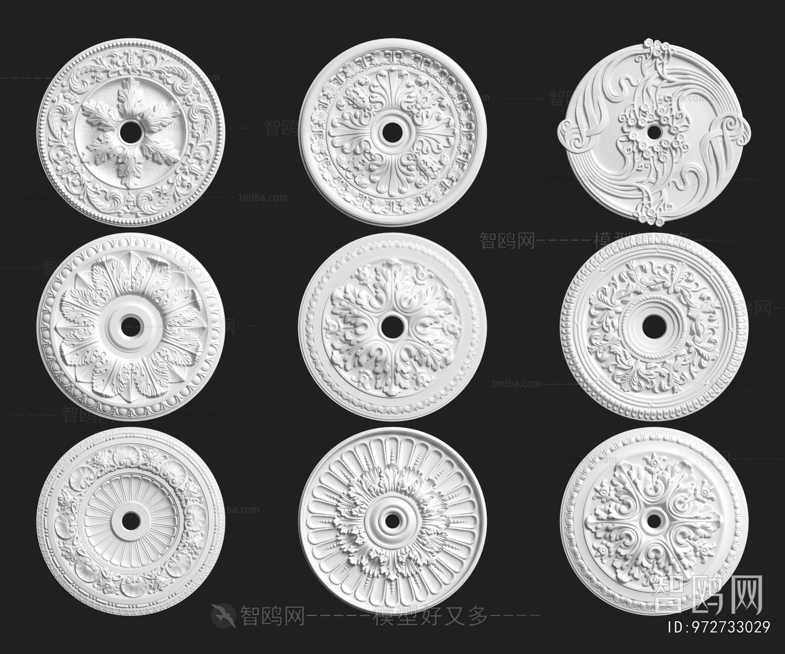 French Style Plaster Carved Top Plate