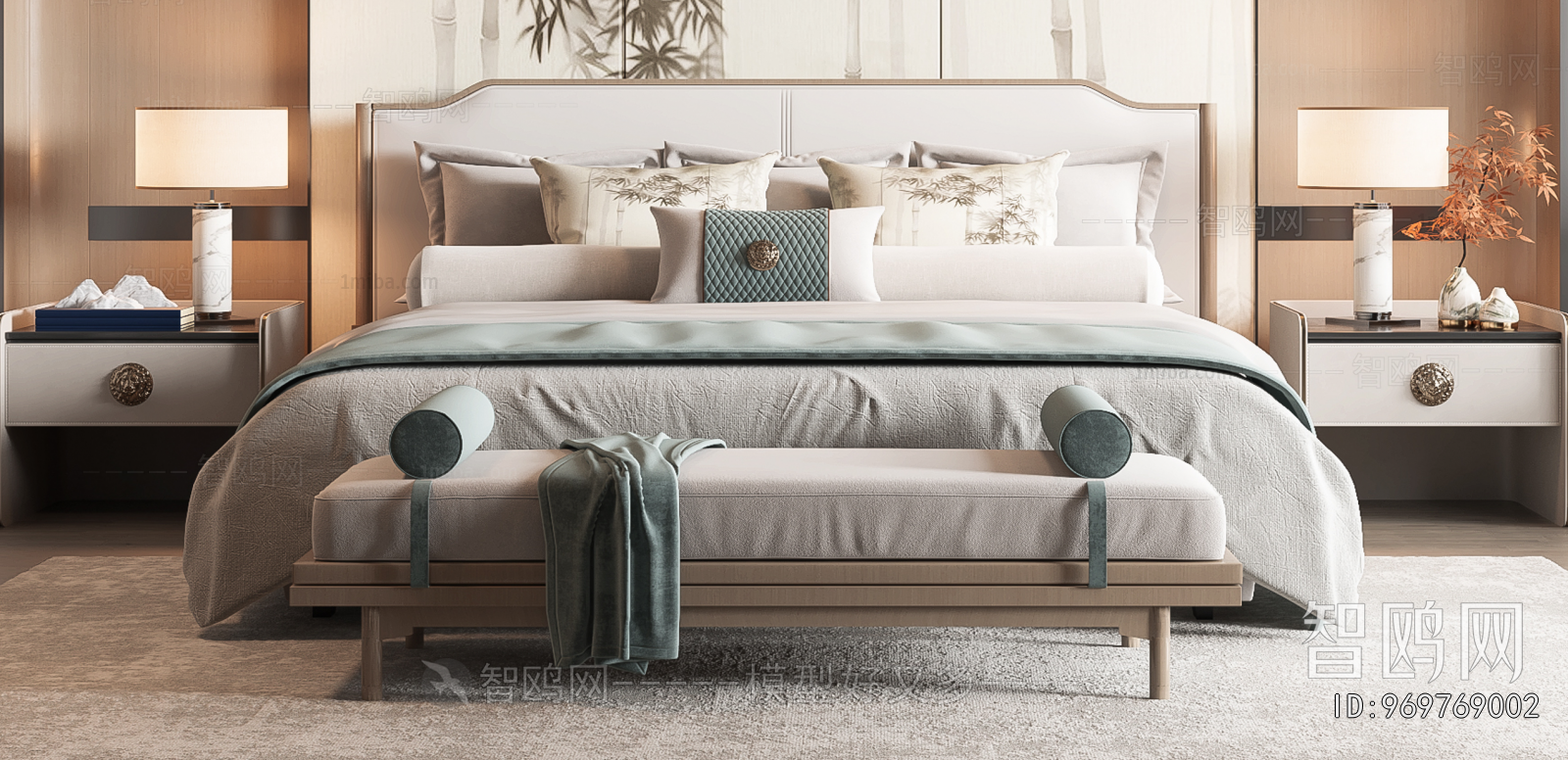 New Chinese Style Double Bed