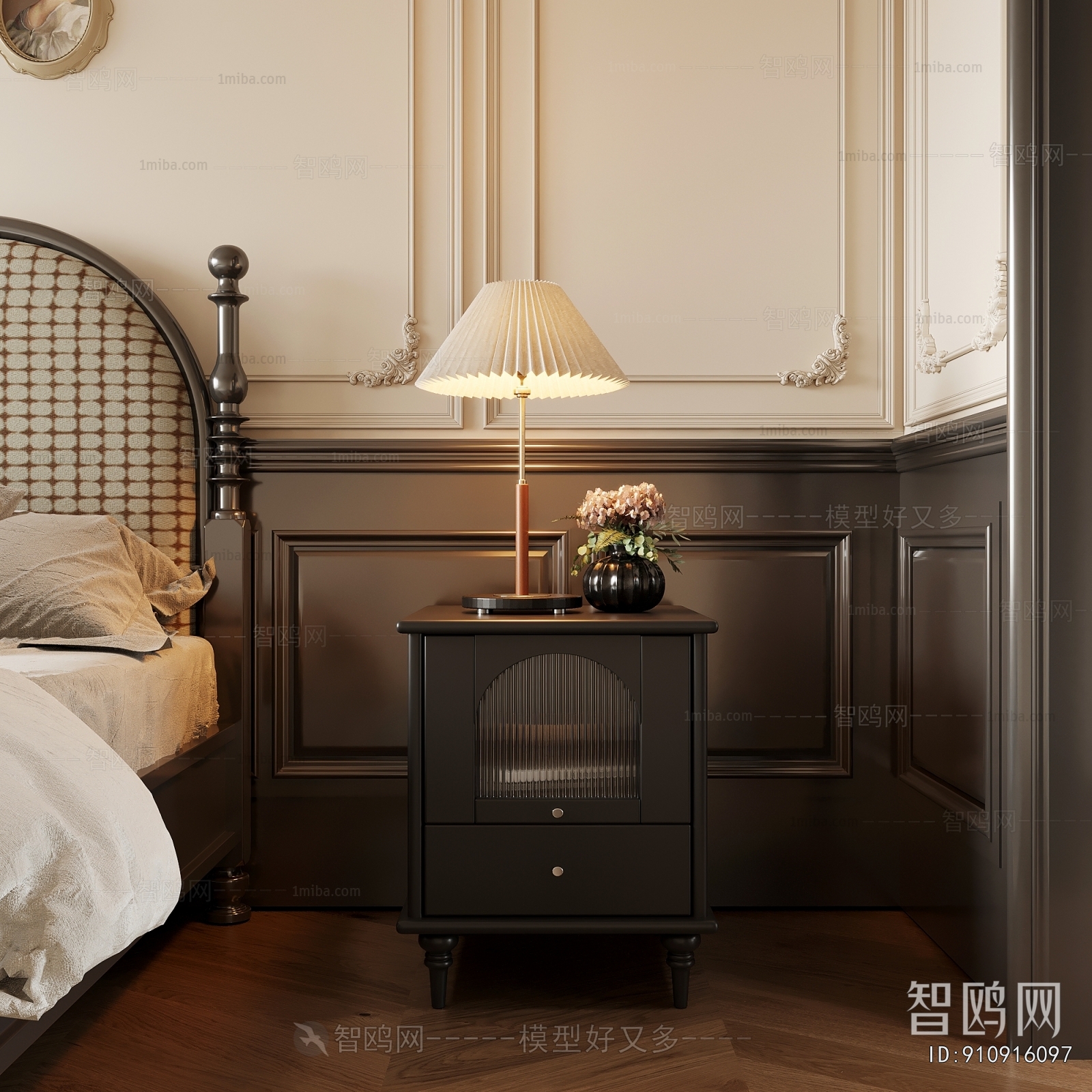 French Style Bedside Cupboard