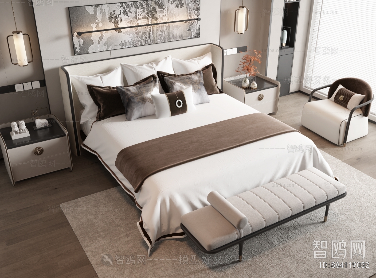 New Chinese Style Double Bed