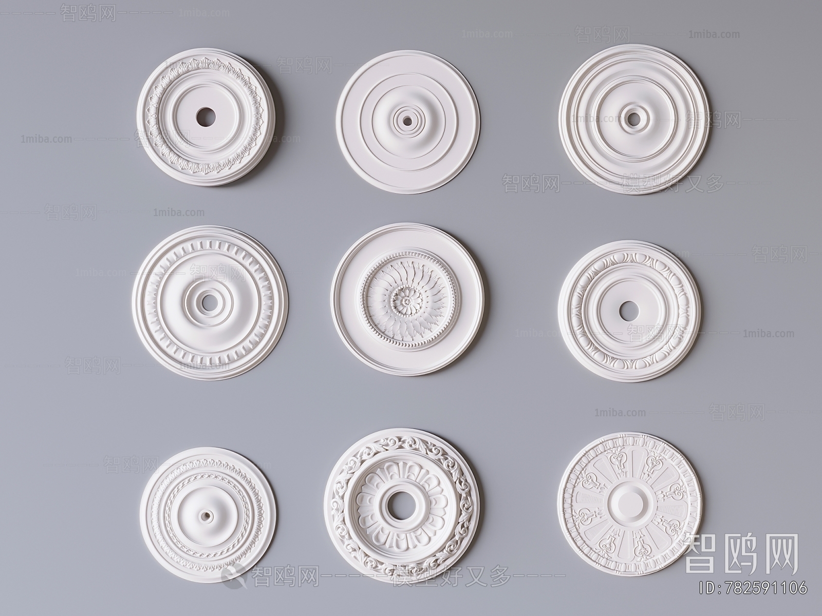 European Style Plaster Carved Top Plate